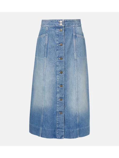Fustă din denim Valentino până la genunchi albastru