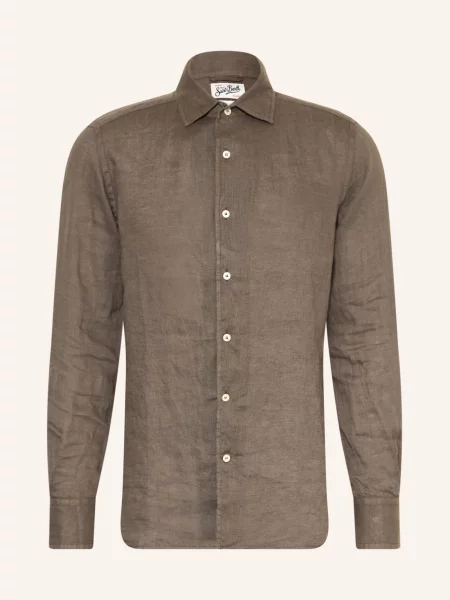 Saint Barth Lněná Košile Raphael Comfort Fit khaki