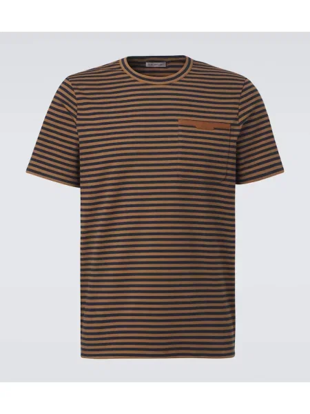 Tricou Moncler cu dungi din jerseu maro