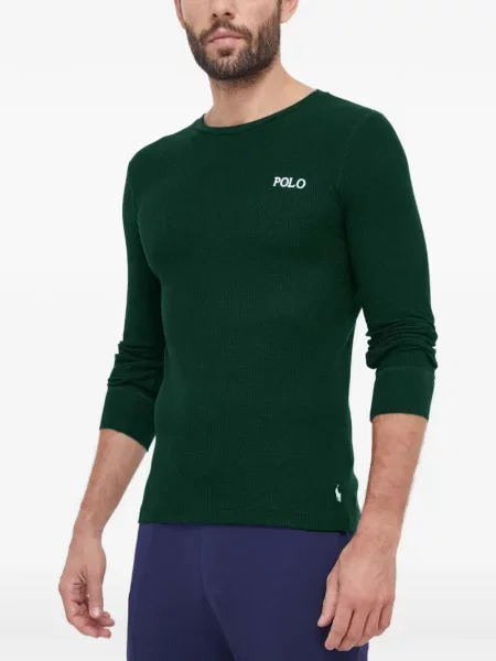 Kožené pantofle Polo Ralph Lauren s autogramem s výstřihem do v zelené