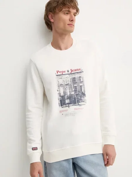 Суитчър Pepe Jeans с принт бежово
