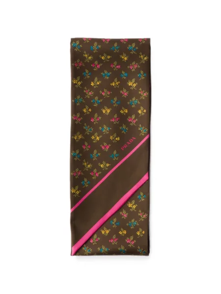 Fular Prada de mătase skinny fit maro