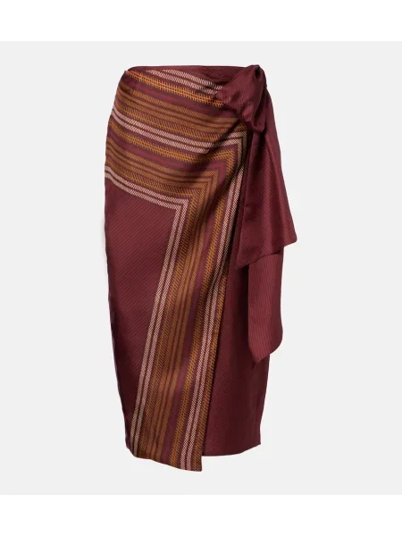 Fustă Max Mara de mătase cu dungi roșu