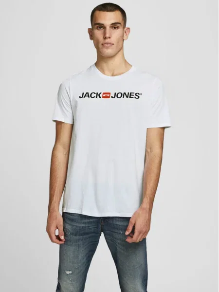 JACK & JONES Tričko / červená / čierna biela