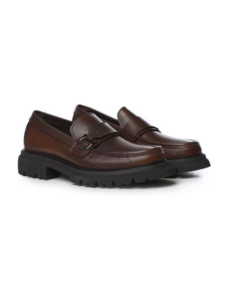 Półbuty Ferragamo skórzane brązowe