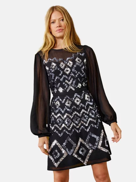 Love & roses Rochie de cocktail auriu argintiu negru
