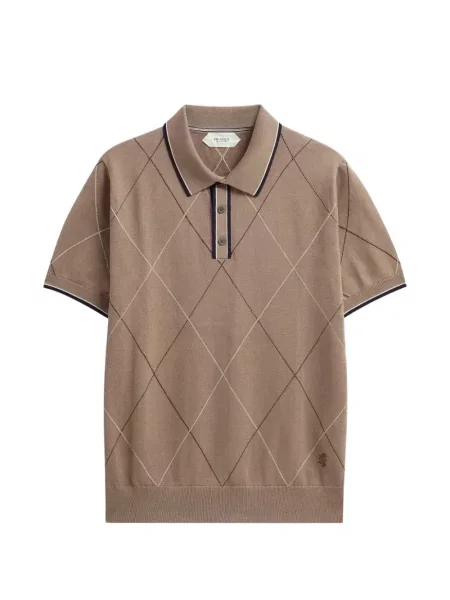 Tricou polo Pringle Of Scotland cu model argyle maro