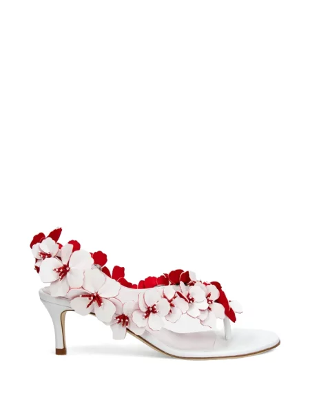 Sandale Rabanne din piele cu model floral alb