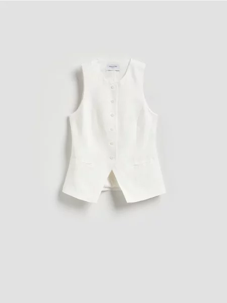 Reserved Kamizelka garniturowa z lnem biały