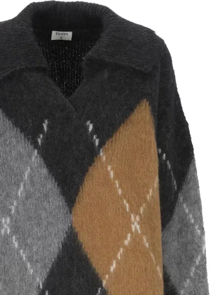 Pulover Filippa K cu model argyle gri