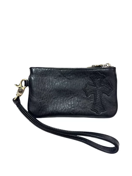 Portofel Chrome Hearts din piele cu motiv cu inimi negru