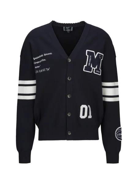 ITALIA Geacă tricotată Aldo College bleumarin alb