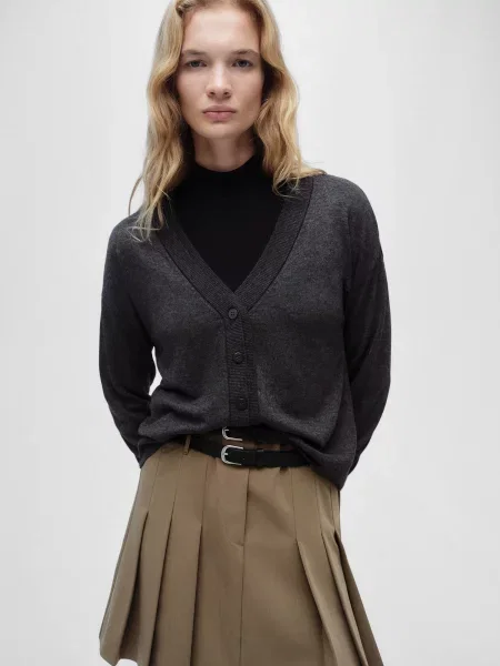 Кардиган MANGO темно-сірий сірий