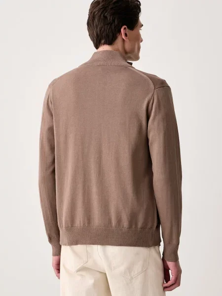 G-Star kardigan z bawełną Core refined full zip brązowy