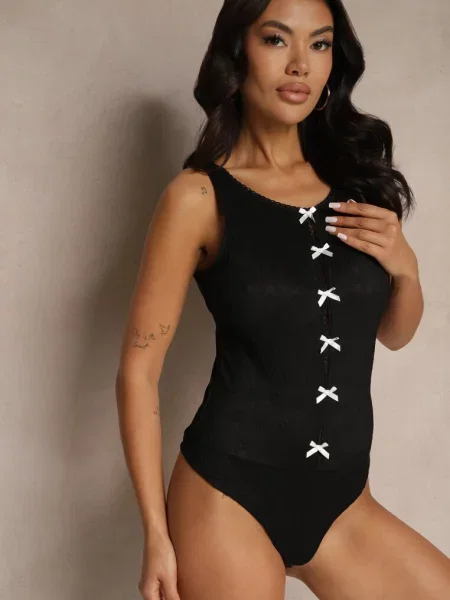 Body z Ozdobnymi Kokardkami Ovianna czarne