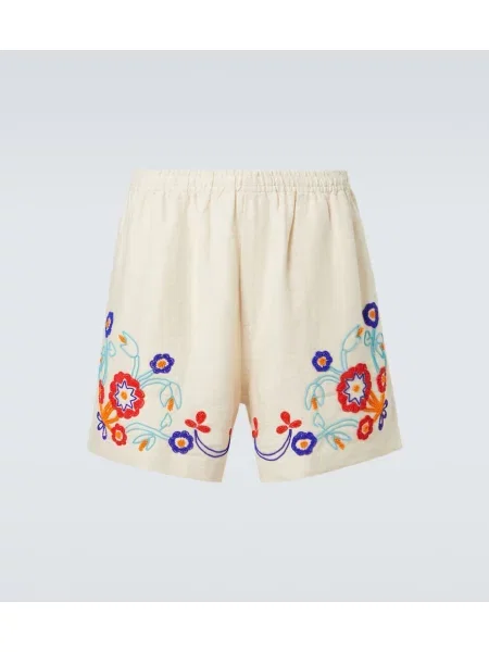 Lanene kratke hlače Bode kroglice bela