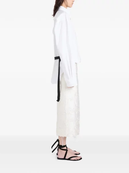Fustă Proenza Schouler cu model floral din jacard alb