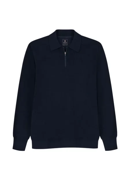 Tricou polo Boggi Milano de lână albastru