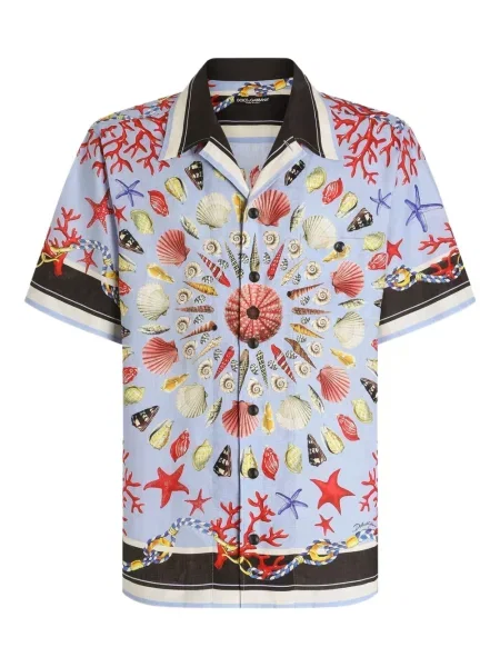 Cămașă Dolce & Gabbana cu imagine tip Hawaii albastru