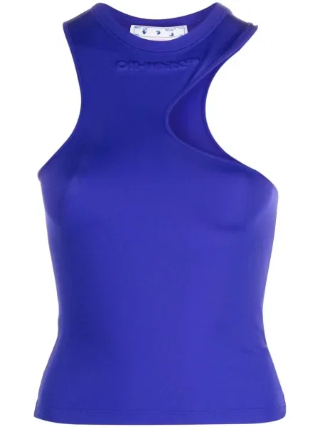 Haftowana podkoszulka Off-white asymetryczna biała