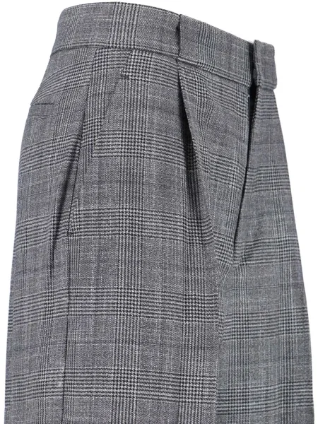 Pantaloni Sa Su Phi în carouri cu imagine plisate gri