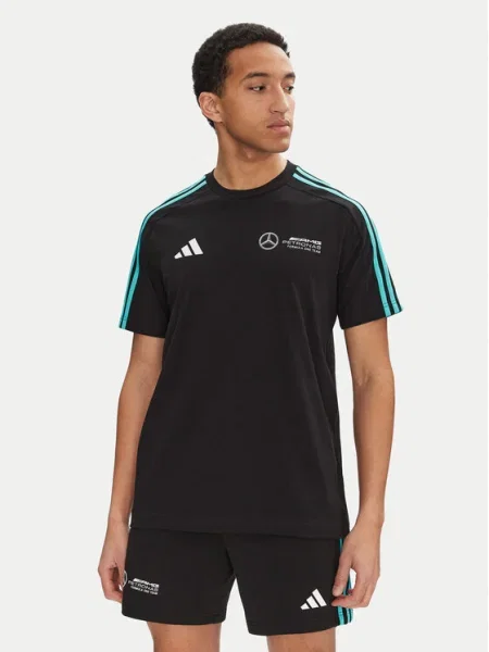 Тениска adidas x Mercedes с апликация черно