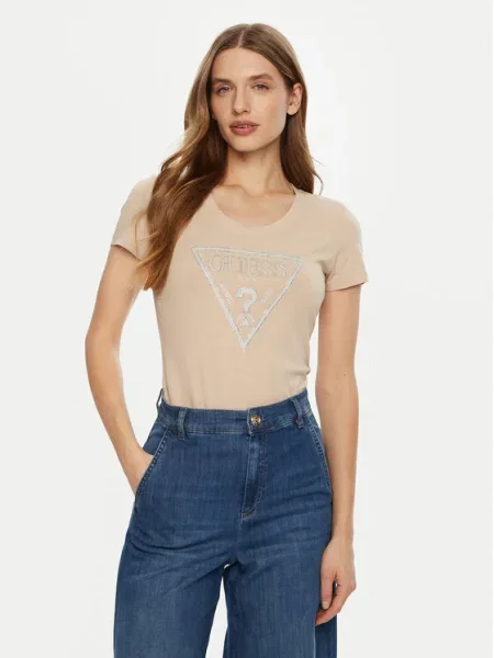 Тениска Guess бежово синьо