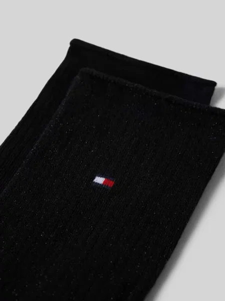 Skarpety z mieszanki bawełny z wyhaftowanym logo w zestaw 2 szt. model WOMEN SOCK 2P LUREX RO' Tommy Hilfiger czarne