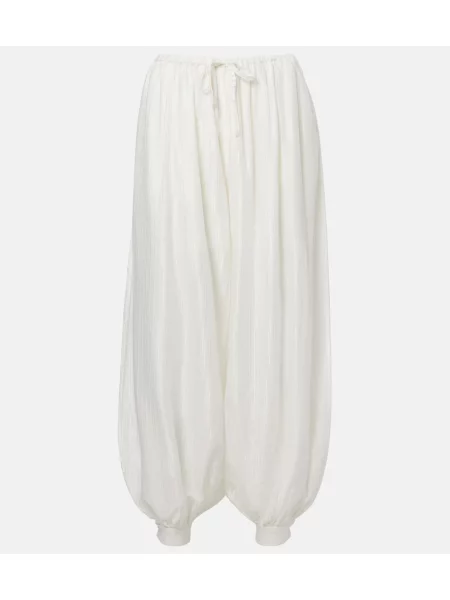 Pantaloni Rotate cu dungi alb