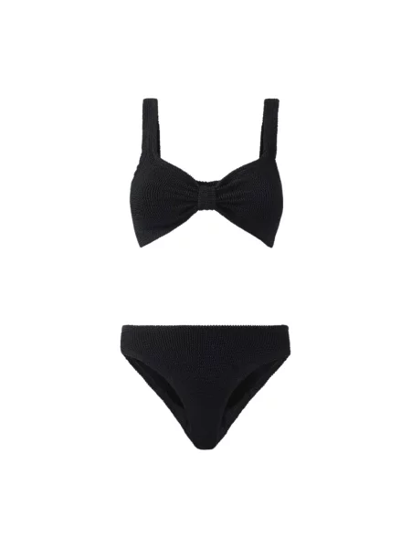 Bikini Hunza G z kokardką garniturowy czarny