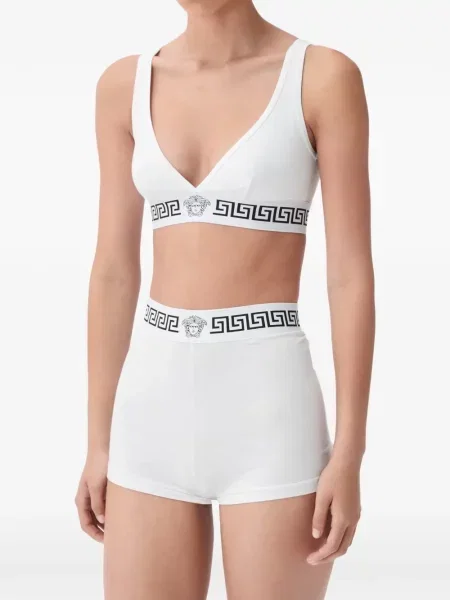 Sutien bralette Versace din jerseu alb