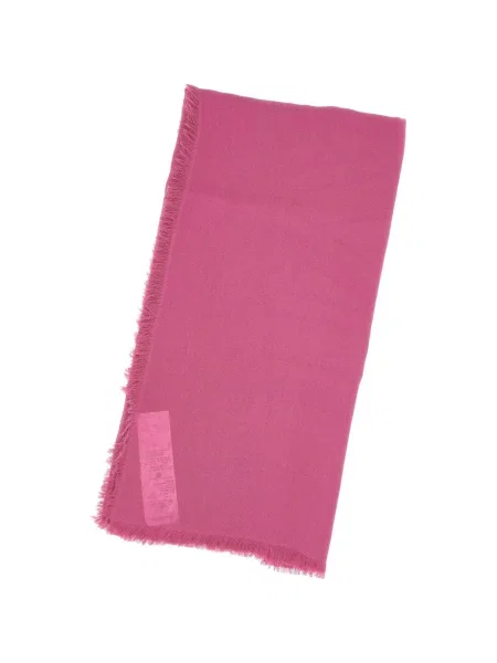 Fular Max Mara cu franjuri din jacard roz