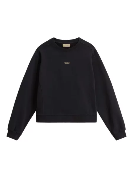 Bluza nierozpinana Woolrich polarowa z okrągłym dekoltem czarna