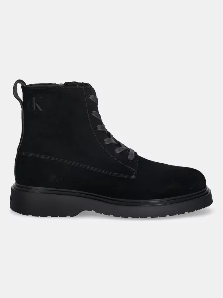 Calvin Klein buty zamszowe COMBAT ESS LACE UP ZIP BOOT SU czarny
