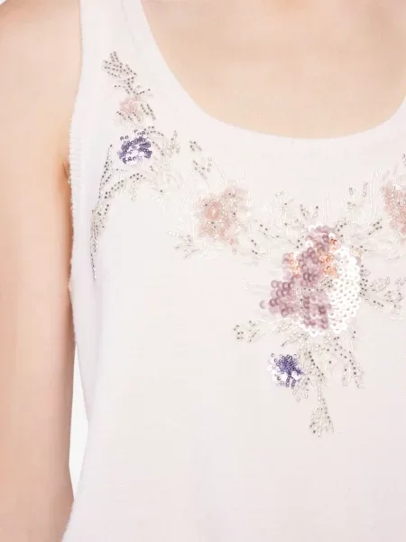 Top Rabanne cu model floral alb