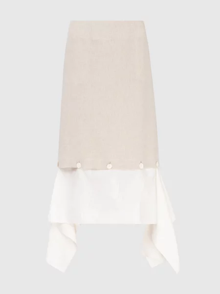 Льняная юбка Lanvin бежевая