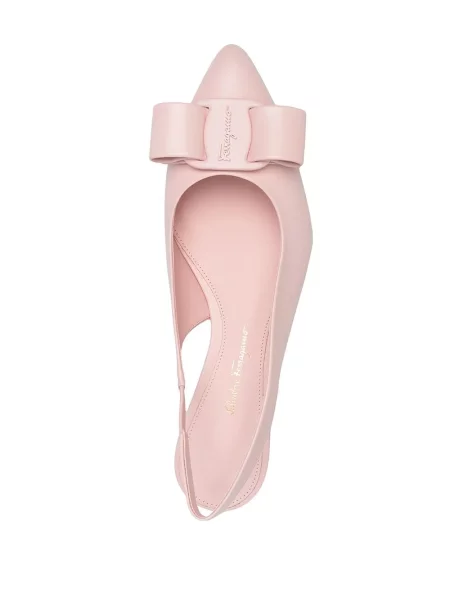 Balerini Ferragamo cu funde slingback roz