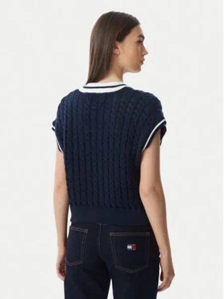 Tommy Jeans Pulover mornarska bela