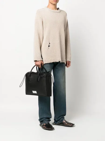 Iš natūralios odos rankinė Maison Margiela juoda