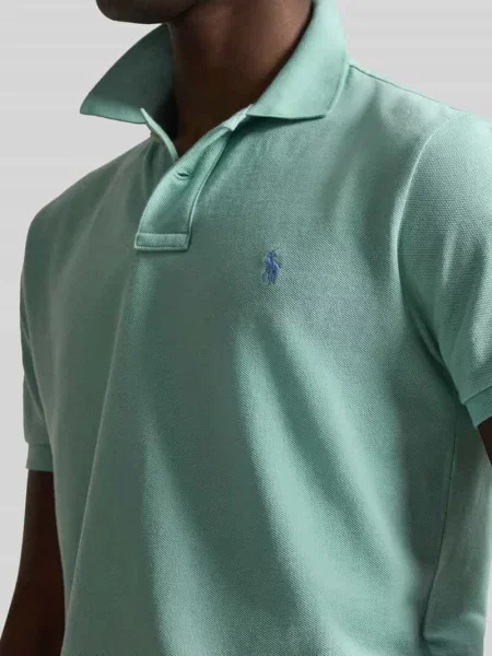 Koszulka polo z czystej bawełny o kroju slim fit Polo Ralph Lauren niebieska