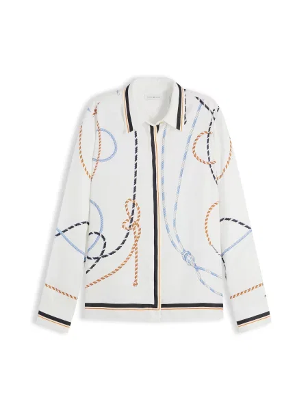 TOMMY HILFIGER Bluză albastru închis / portocaliu caisă alb