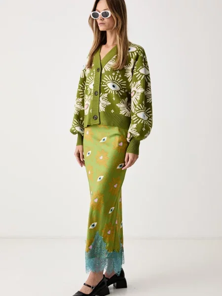 Never Fully Dressed fustă din vâscoză verde