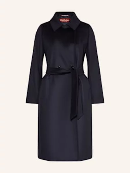 Max Mara Studio Vlněný Kabát Bcollag tmavě modrá