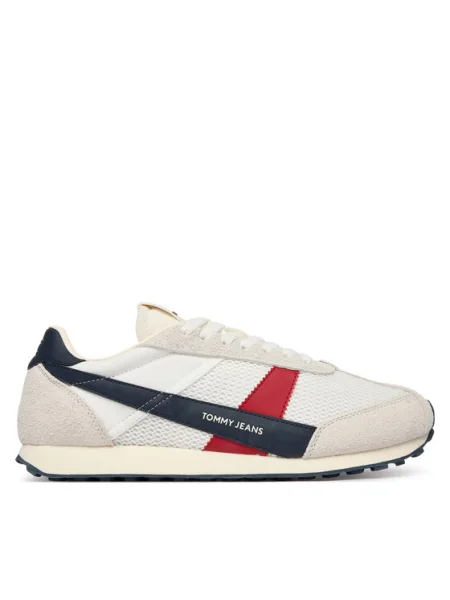 Sneakerși Tommy Jeans din piele bej