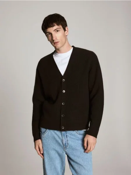 Reserved Cardigan cu amestec de lână și cașmir maro-închis maro
