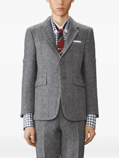 Sacou Thom Browne din tweed gri