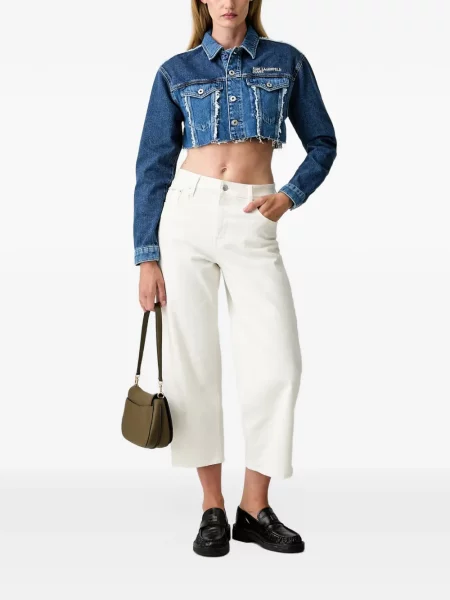 Apkirptas džinsinė striukė Karl Lagerfeld Jeans mėlyna