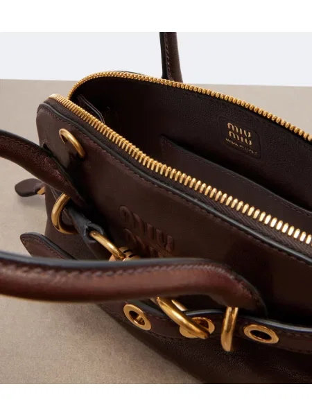 Top Miu Miu din piele maro