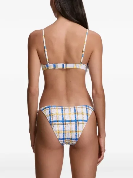 Costum de baie Polo Ralph Lauren în carouri cu decolteu în V galben