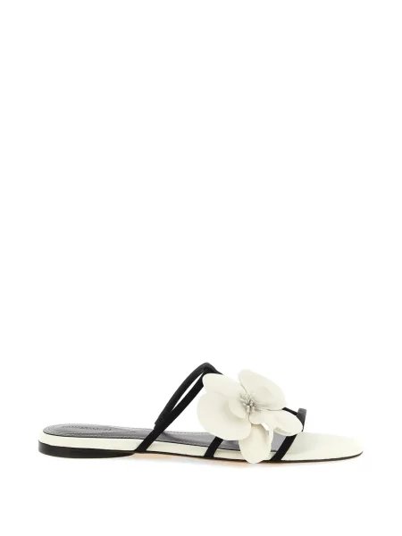 Papuci Zimmermann din piele cu model floral alb